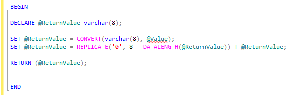 code snippet for begin end block in SQL Server 2012 SSMS