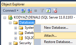 SQL Server 2012 attach database AdventureWorks