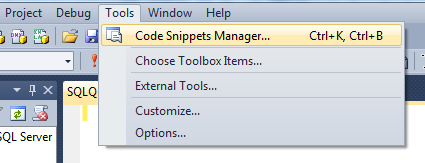SQL Server 2012 Code Snippets Manager