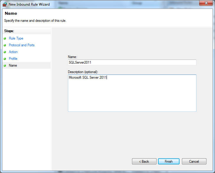 Windows Firewall inbound rule name for SQLServer 2012