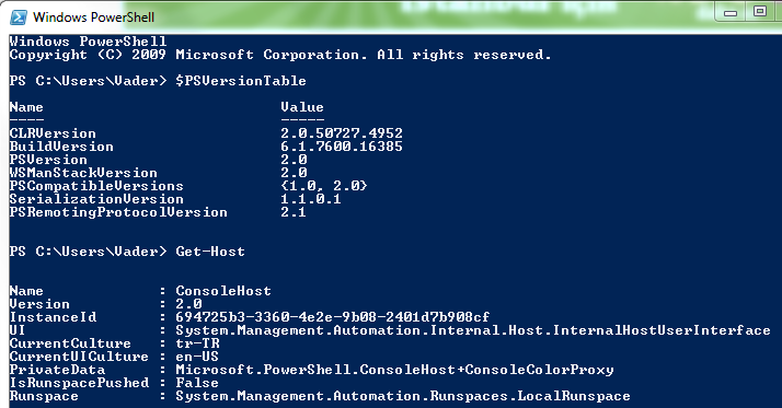 Windows Powershell version check