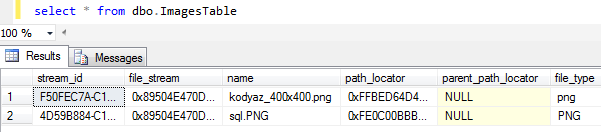 SQL Select query over SQL Server FileTable database table