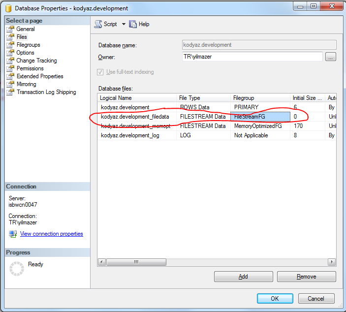 SQL Server 2014 FileStream data file