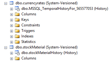temporal table and named history table in SQL Server database