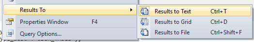 SQL Server Management Studio output query results to text