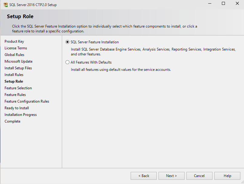 SQL Server 2016 setup role