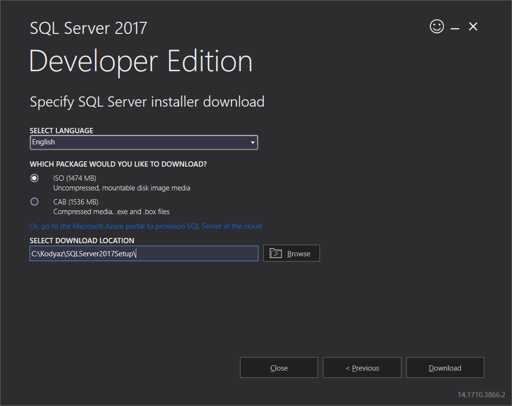 download SQL Server 2017 installer