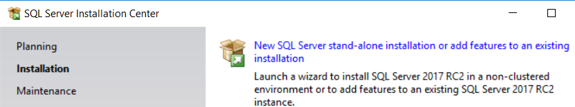 SQL Server stand-alone installation