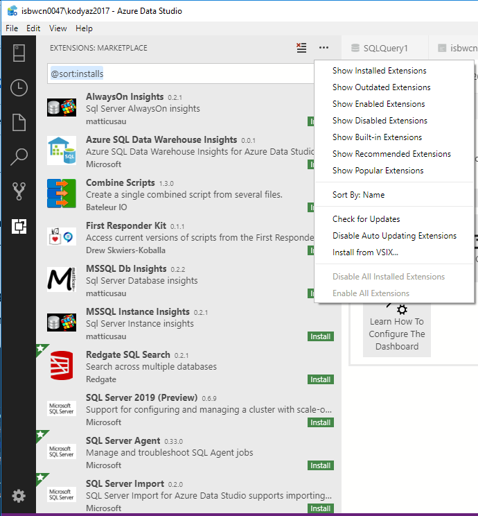 Extensions for Azure Data Studio
