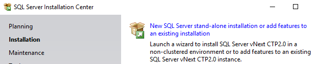 new SQL Server 2019 stand-alone instance installation