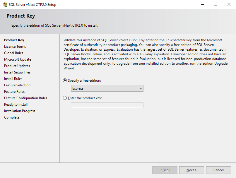 SQL Server 2019 Express Edition setup