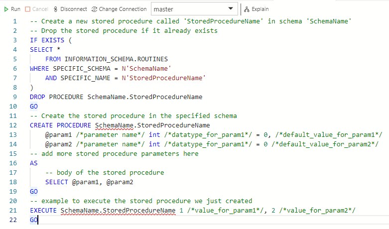 SQL codes snippet