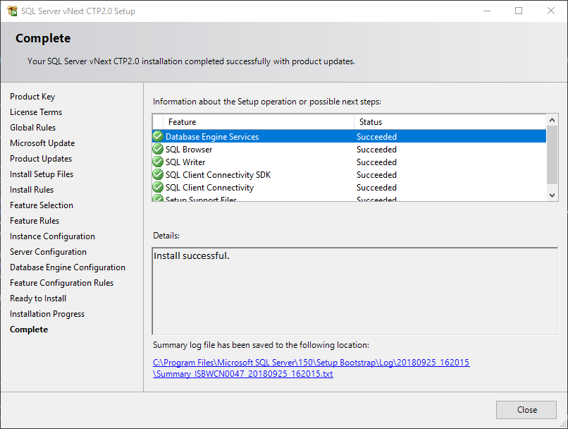 SQL Server 2019 installation