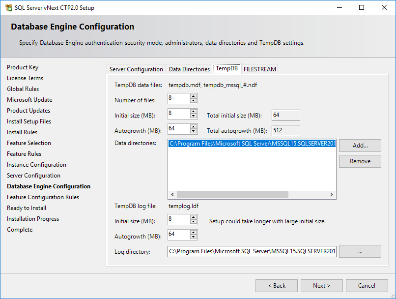 configure TempDB settings for SQL Server 2019 instance