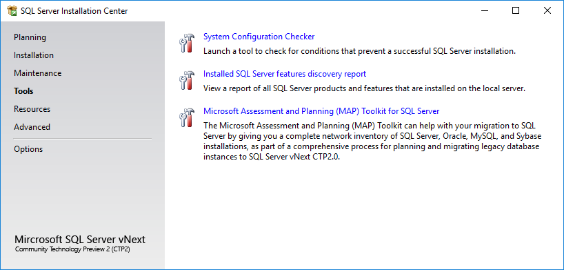 SQL Server 2019 Installation Center Tools