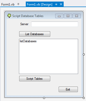 GUI for SQL Server Management Objects scripting task project