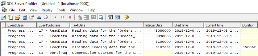 analyze Power BI report performance using SQL Server Profiler