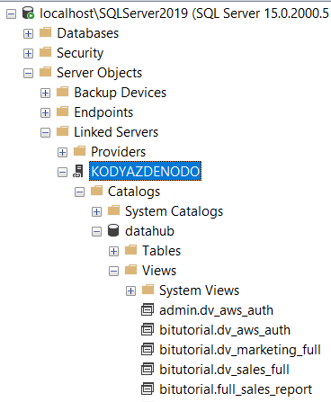 access Denodo catalog table and views from SQL Server