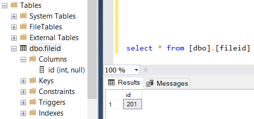 counter table for dynamic file naming for SQL Server CSV exports