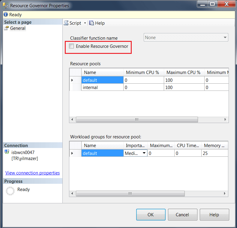 Enable SQL Server 2014 Resource Governor