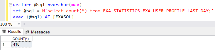 SQL query on Exasol database using SQL Server Linked Server