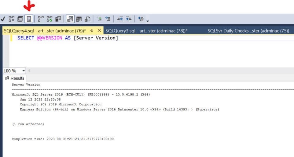 SQL Server Version in SSMS