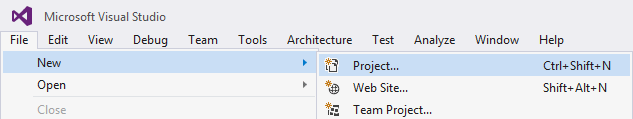 new Visual Studio Project for SQL Server 2014