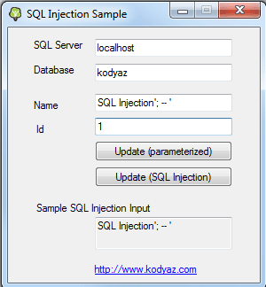 parameterized SQLCommand execution