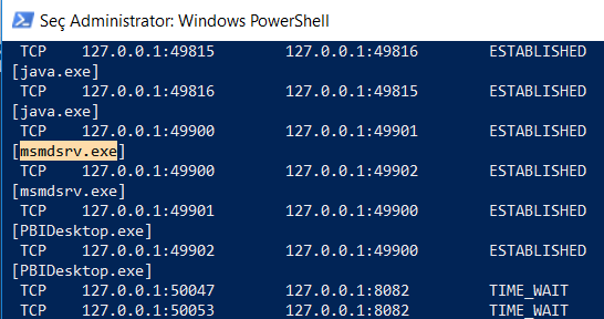 detect Power BI port using Windows Powershell