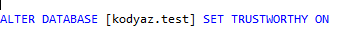 set SQL Server database trustworthy property