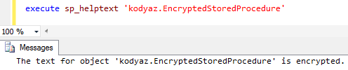 sp_helptext fails on encrypted SQL stored procedure
