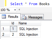 table targeted by SQL injection