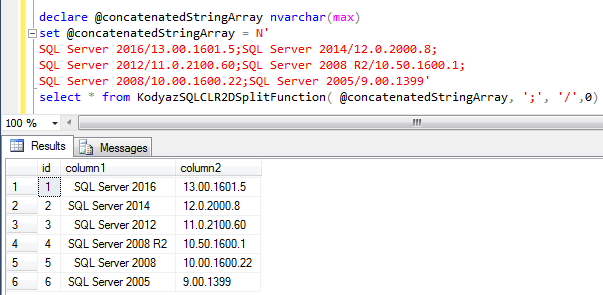 SQL Server CLR function to split concatenated row-column values
