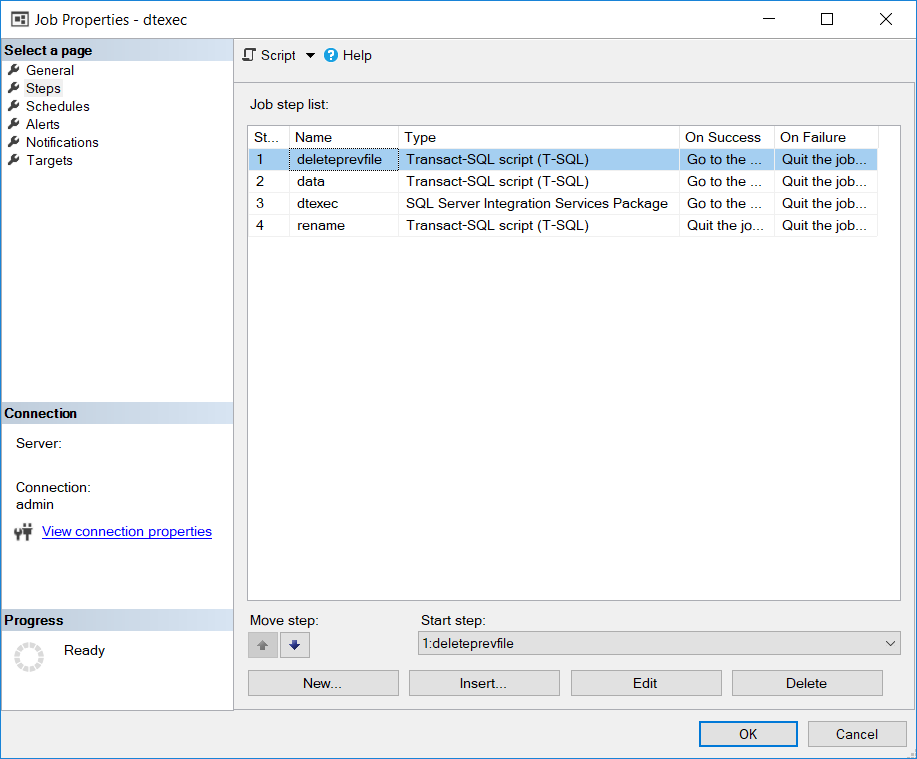 SQL Server migration job steps to export database table data and move csv files to AWS S3 buckets