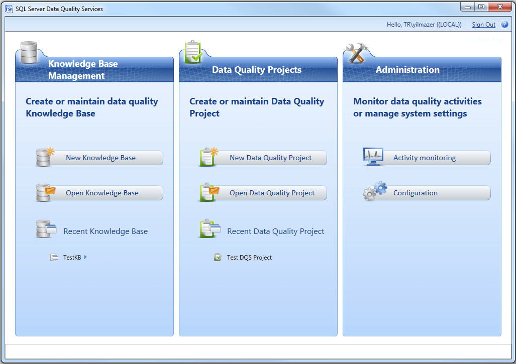 SQL Server Data Quality Service Client tool