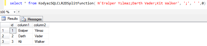 split fullname using SQL CLR function