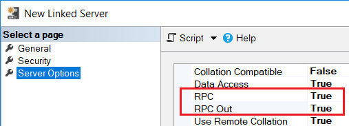 SQL Server Linked Server RPC configuration