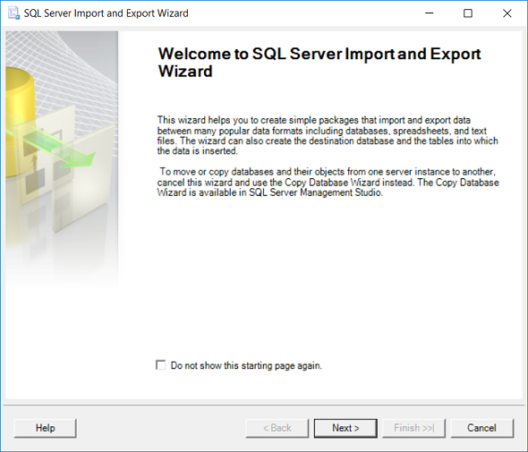 SQL Server Import and Export Wizard