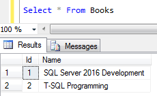 sample SQL Server database table