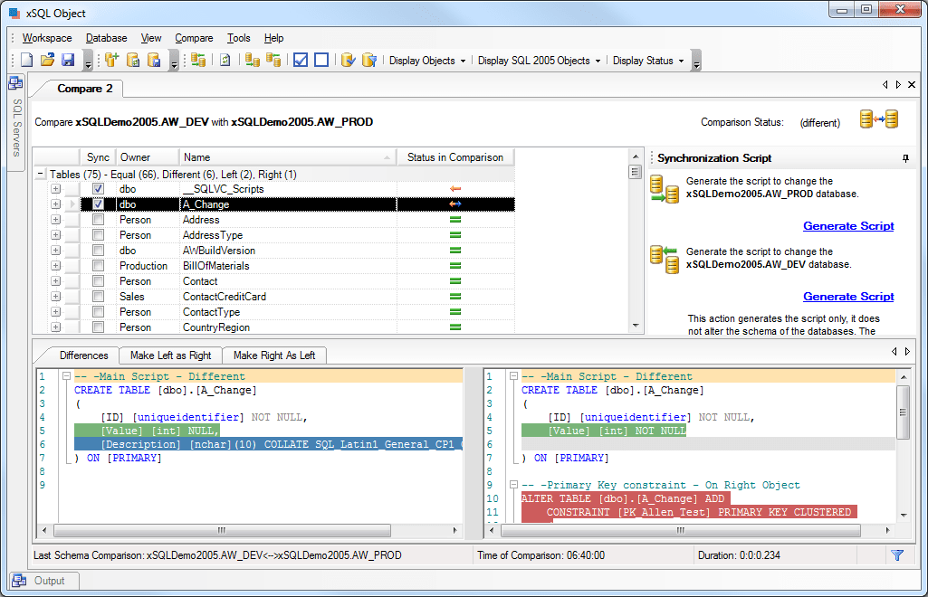 xSQL Object - SQL Server Schema Compare