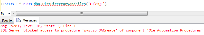 enable Ole Automation procedures in SQL Server