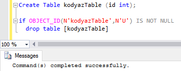 SQL Server Object_ID function before execute Drop Table