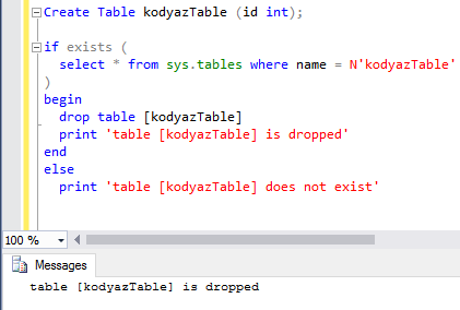 Drop Table on a SQL Server database