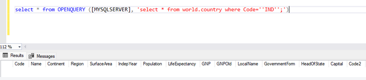 verify table data after executing Delete command with OpenQuery