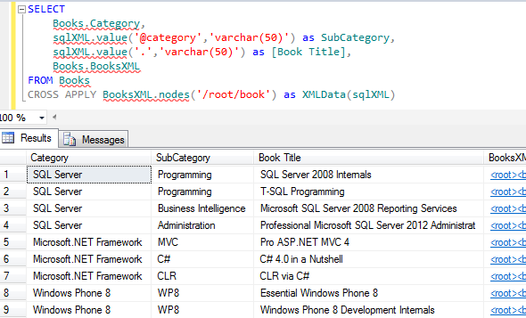 Query SQL Server table XML data column with CROSS APPLY join