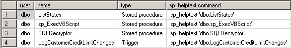 SQL Server search text in SQL objects where used list