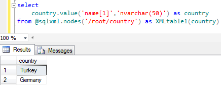 SQL XML query to list top level nodes in XML data