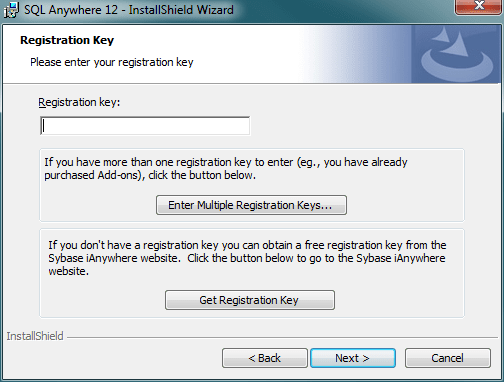 Sybase SQL Anywhere registration key