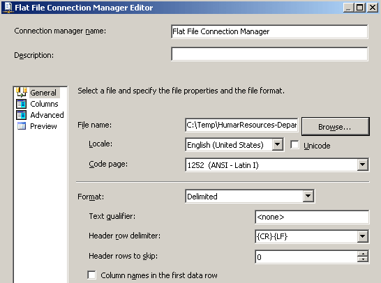 export data to flat file using SSIS package