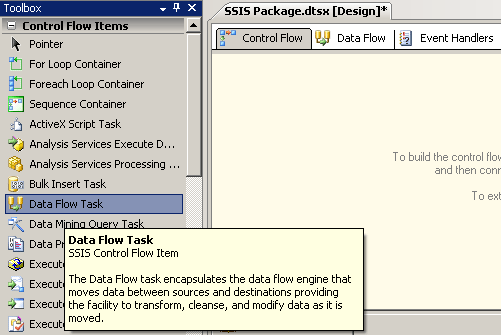 data flow component in SSIS package for data export